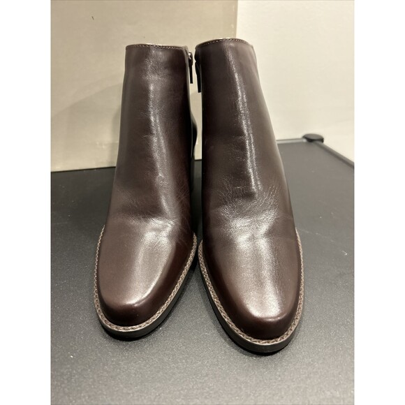 Bandolino Ankle Boots Booties Brown Leather Heel Zip 7.5 With Box - Picture 9 of 12